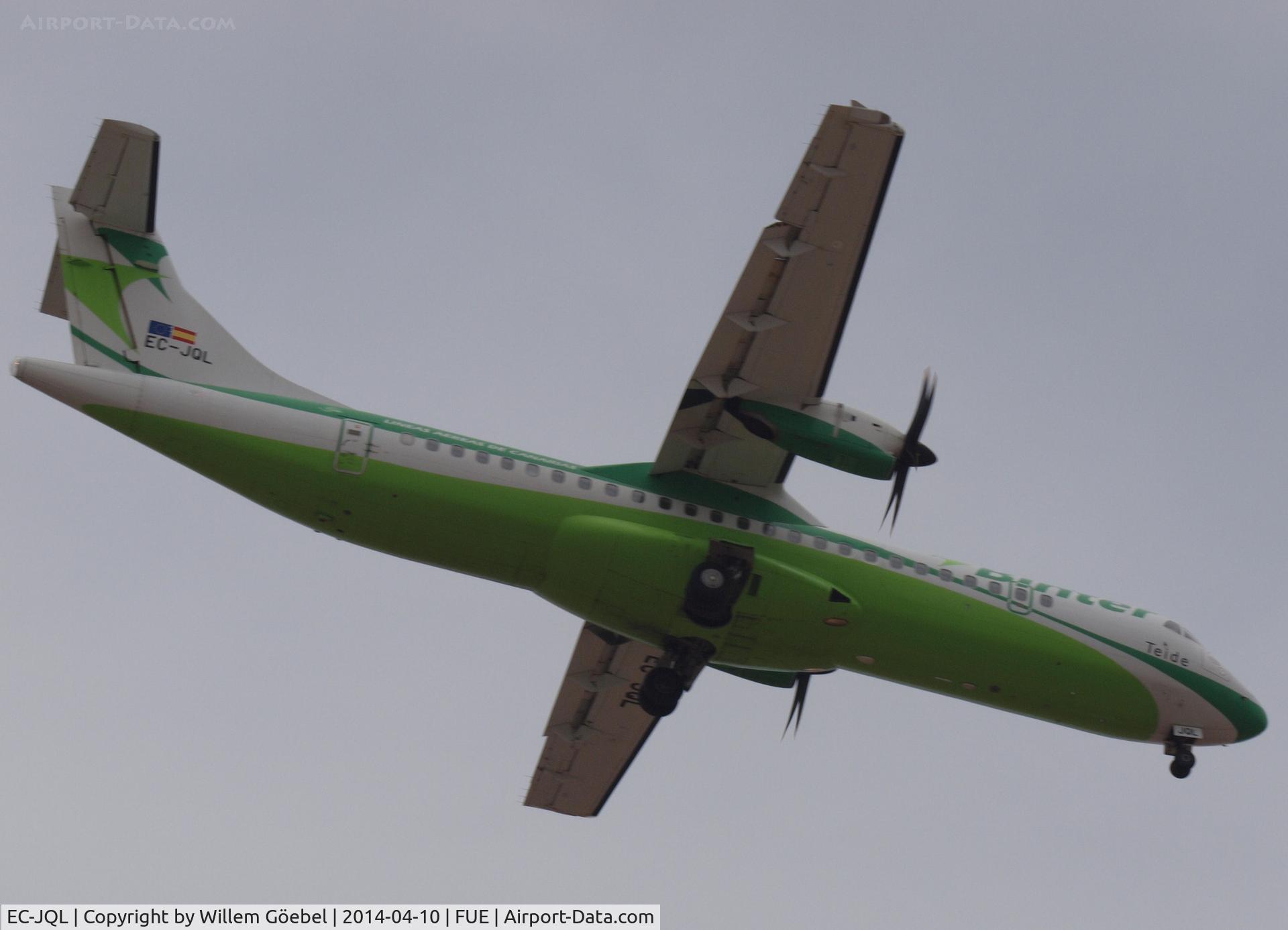 EC-JQL, 2006 ATR 72-212A C/N 726, Prepare for landing on Fuertefentura Airport
