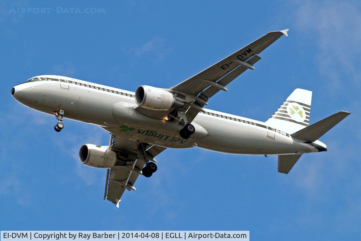 EI-DVM, 2011 Airbus A320-214 C/N 4634, EI-DVM   Aibus A320-214 [4634] (Aer Lingus) Home~G 08/04/2014. On approach 27R now with 