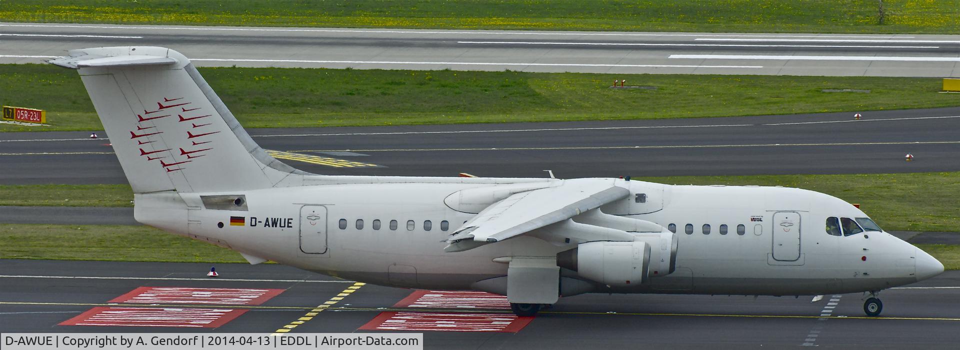 D-AWUE, 1986 British Aerospace BAe.146-200 C/N E2050, WDL Flugdienst (untitled), is here at Düsseldorf Int'l(EDDL)