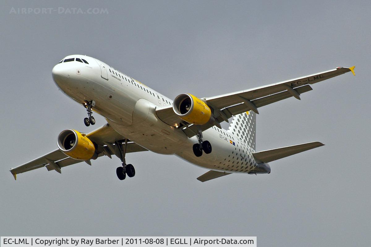 EC-LML, 2011 Airbus A320-214 C/N 4742, Airbus A320-216 [4742] (Vueling Airlines) Home~G 08/08/2011. On approach 27R.