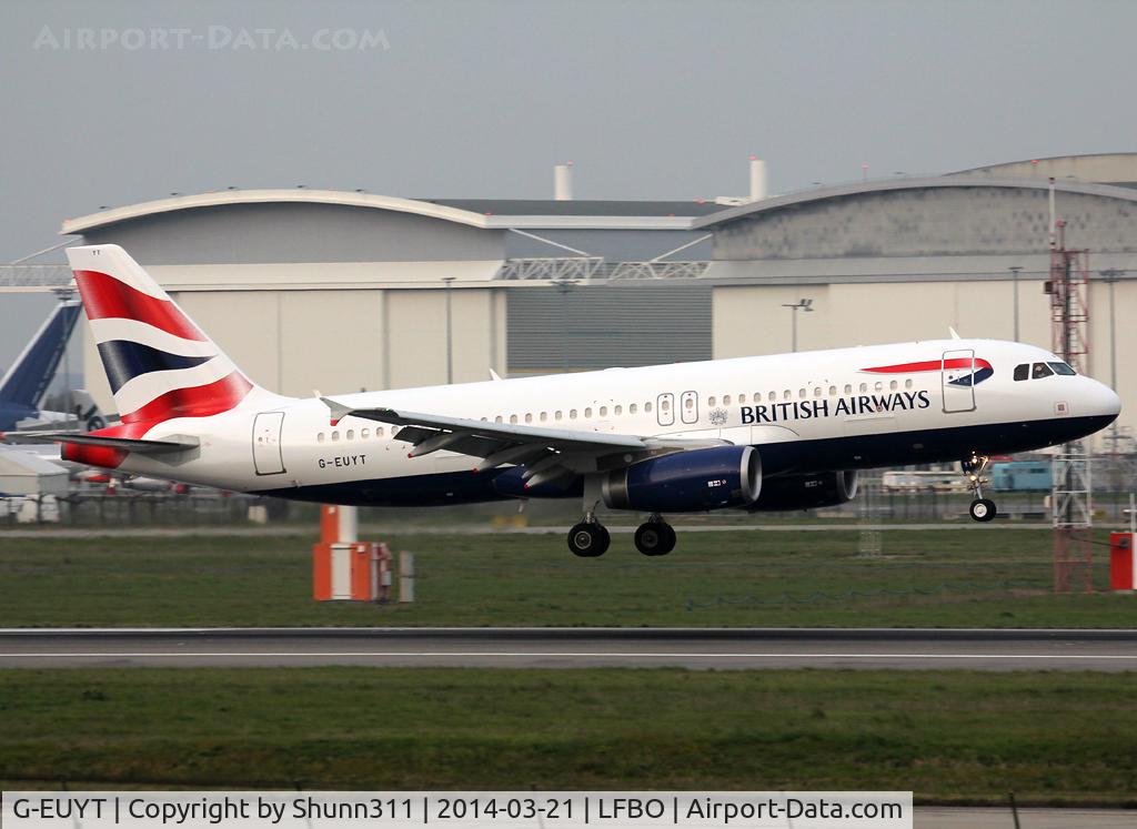 G-EUYT, 2014 Airbus A320-232 C/N 5985, Landing rwy 14R