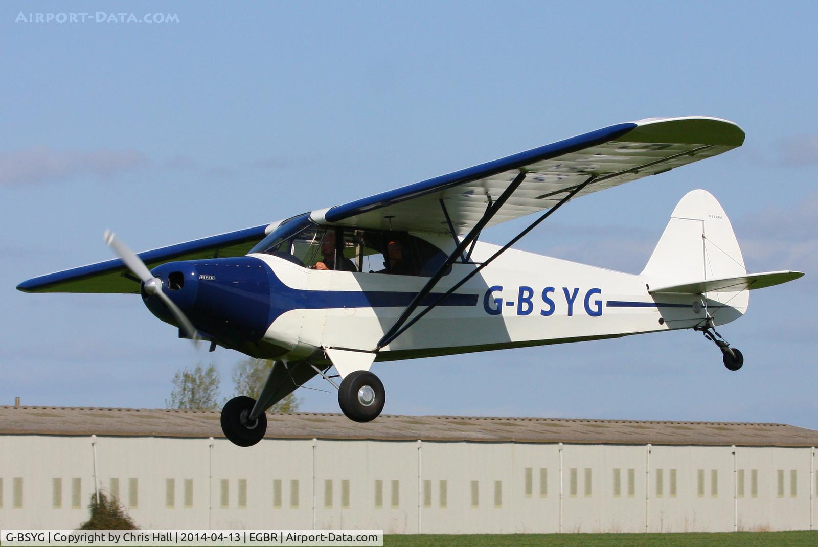 G-BSYG, 1947 Piper PA-12 Super Cruiser C/N 12-2106, at Breighton's 'Early Bird' Fly-in 13/04/14