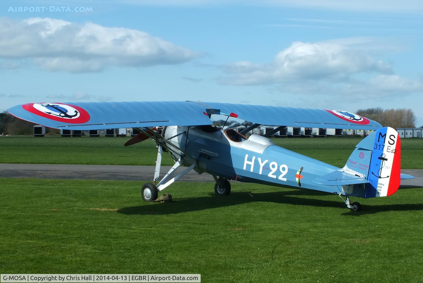 G-MOSA, 1952 Morane-Saulnier MS.317 C/N 351, at Breighton's 'Early Bird' Fly-in 13/04/14