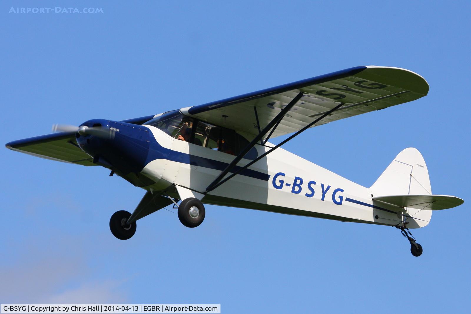 G-BSYG, 1947 Piper PA-12 Super Cruiser C/N 12-2106, at Breighton's 'Early Bird' Fly-in 13/04/14