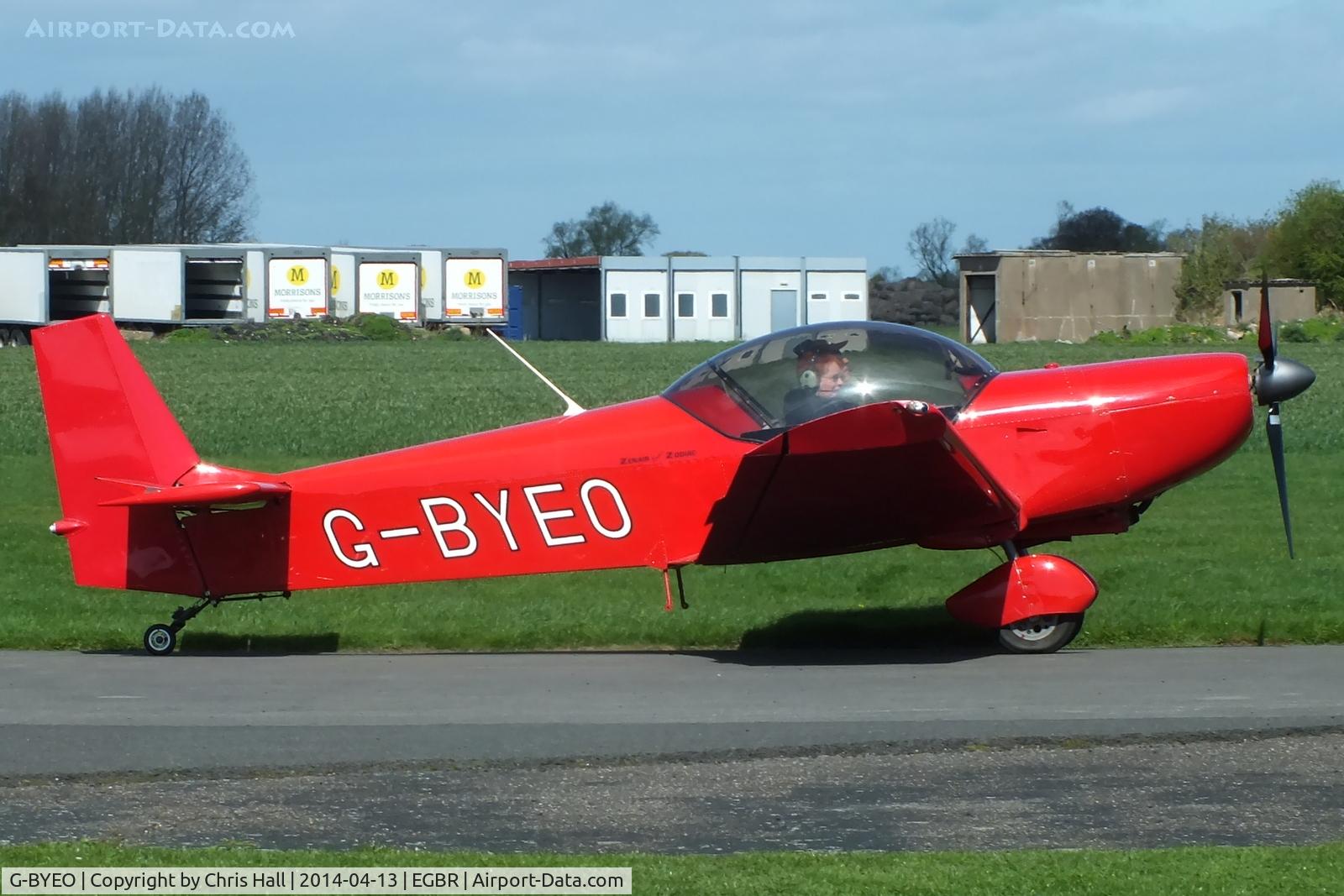 G-BYEO, 1999 Zenair CH-601 HDS Zodiac C/N PFA 162-13345, at Breighton's 'Early Bird' Fly-in 13/04/14