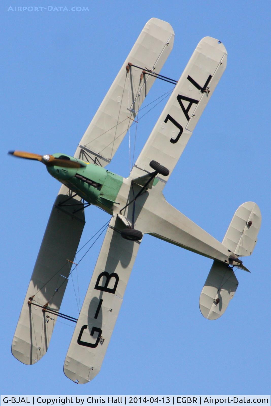 G-BJAL, 1957 Bucker 1-131E Jungmann C/N 1028, at Breighton's 'Early Bird' Fly-in 13/04/14