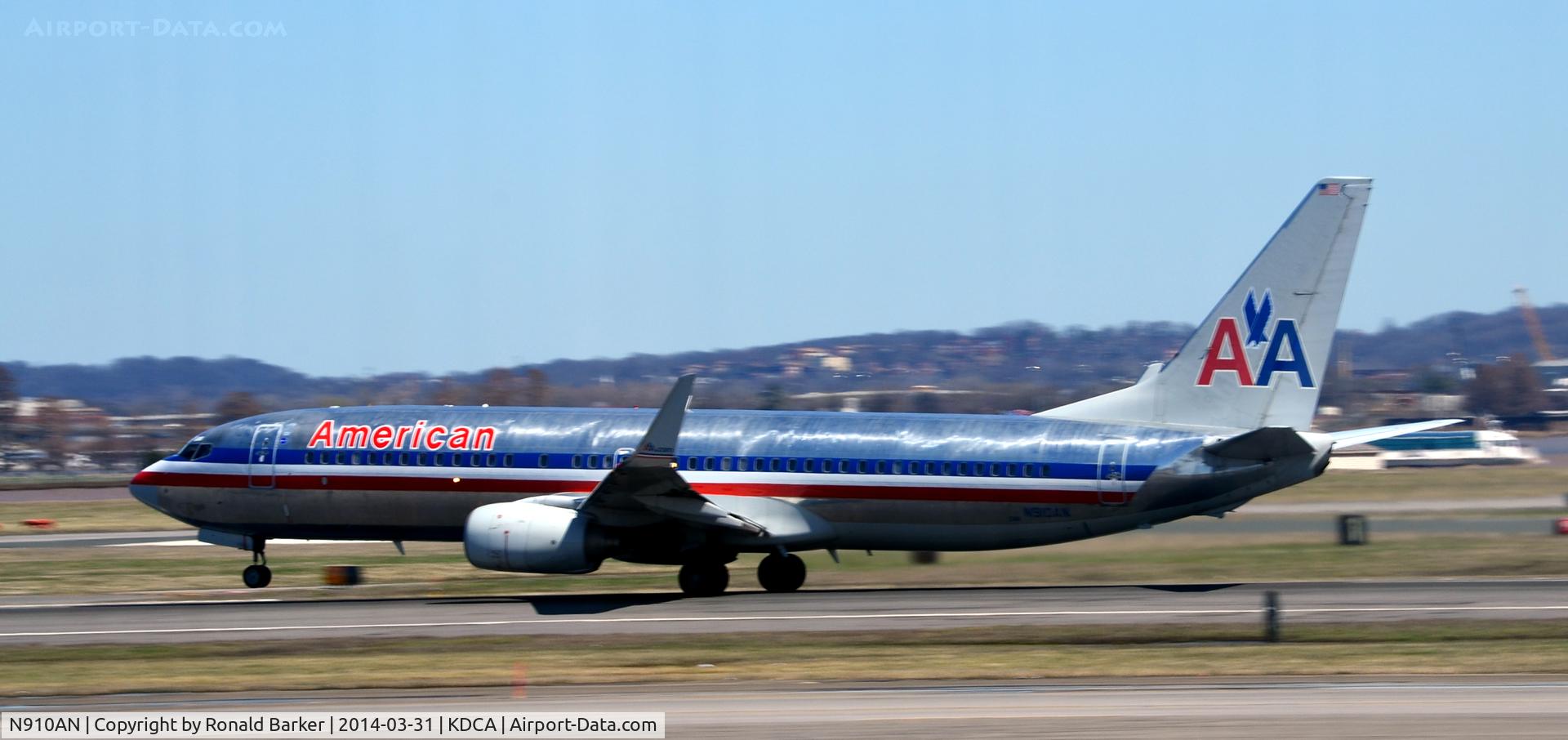 N910AN, 1999 Boeing 737-823 C/N 29512, Nose wheel liftoff Takeoff roll National