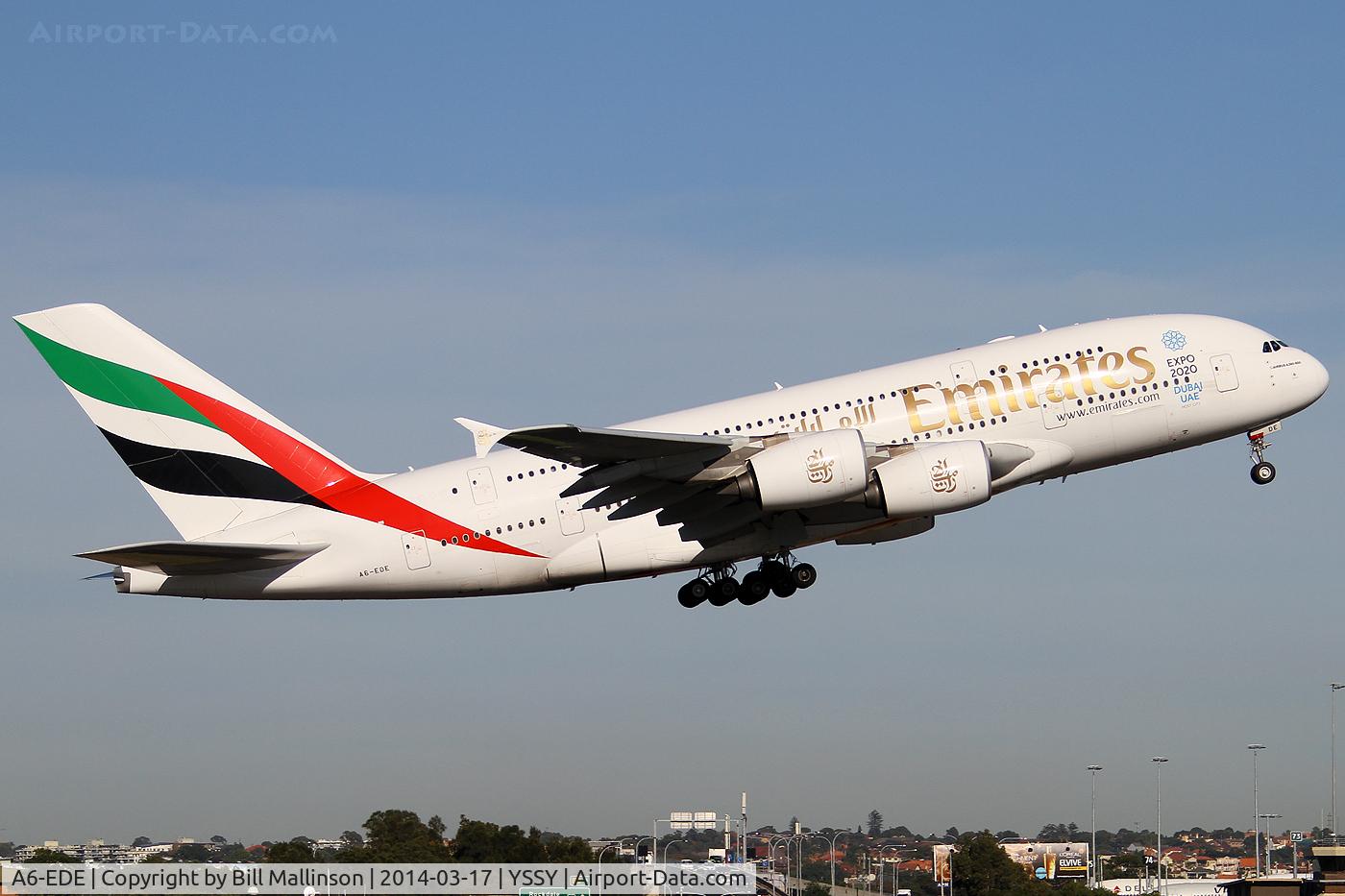 A6-EDE, 2008 Airbus A380-861 C/N 017, away to AKL from 34L