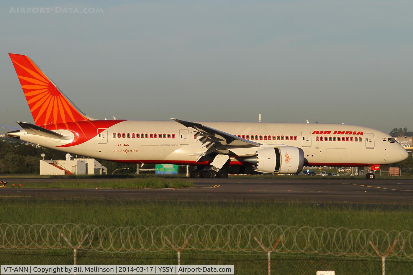 VT-ANN, 2013 Boeing 787-8 Dreamliner C/N 36285, landed on 34L