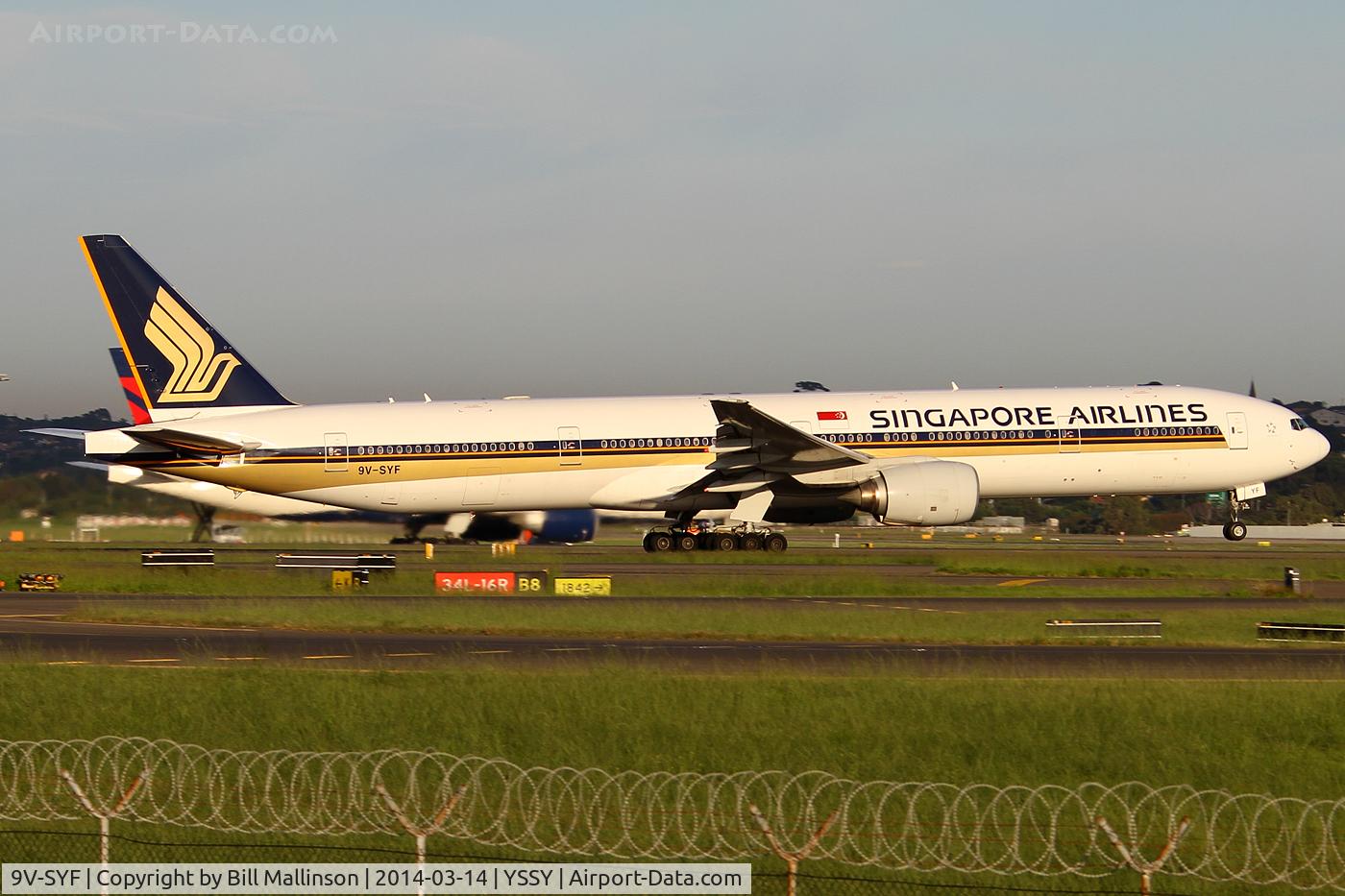 9V-SYF, 2001 Boeing 777-312 C/N 30868, away to SIN