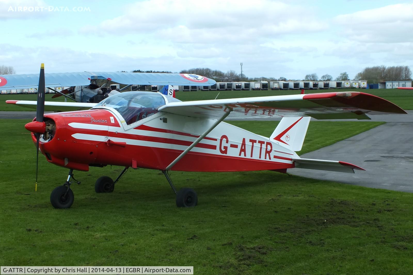 G-ATTR, 1966 Bolkow Bo-208C Junior C/N 612, at Breighton's 'Early Bird' Fly-in 13/04/14