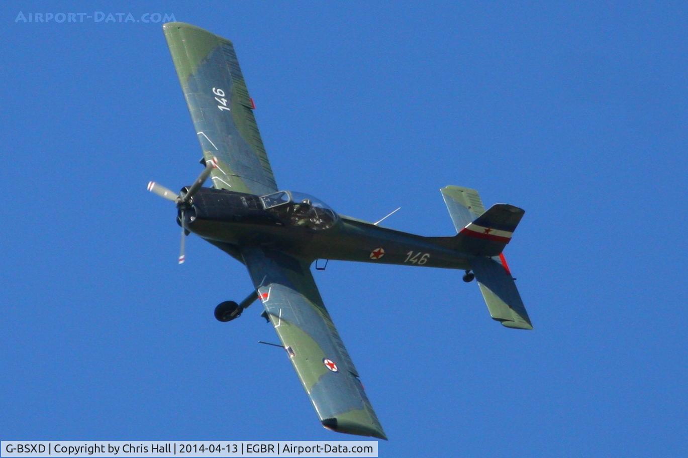 G-BSXD, 1977 Soko P-2 Kraguj C/N 030, at Breighton's 'Early Bird' Fly-in 13/04/14
