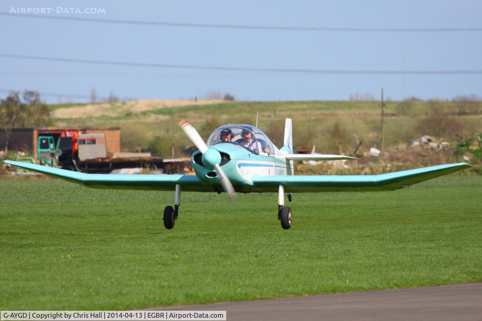 G-AYGD, 1963 CEA Jodel DR1050 Sicile C/N 515, at Breighton's 'Early Bird' Fly-in 13/04/14