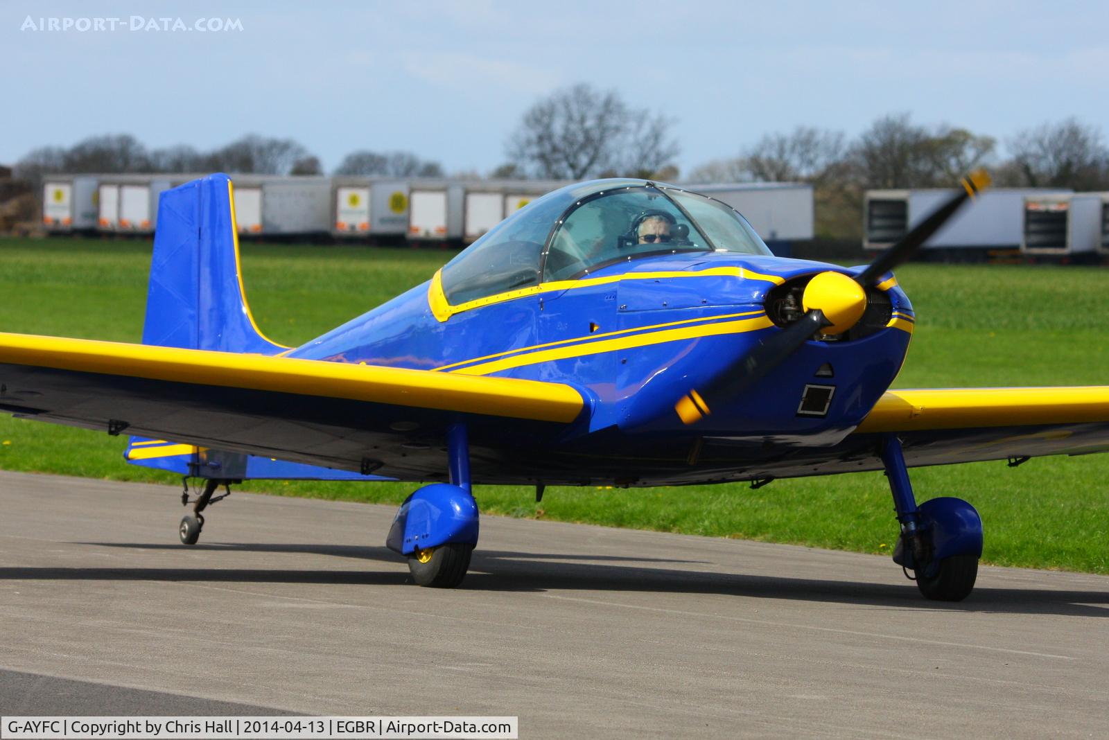 G-AYFC, 1970 Rollason Druine D-62B Condor C/N RAE/644, at Breighton's 'Early Bird' Fly-in 13/04/14
