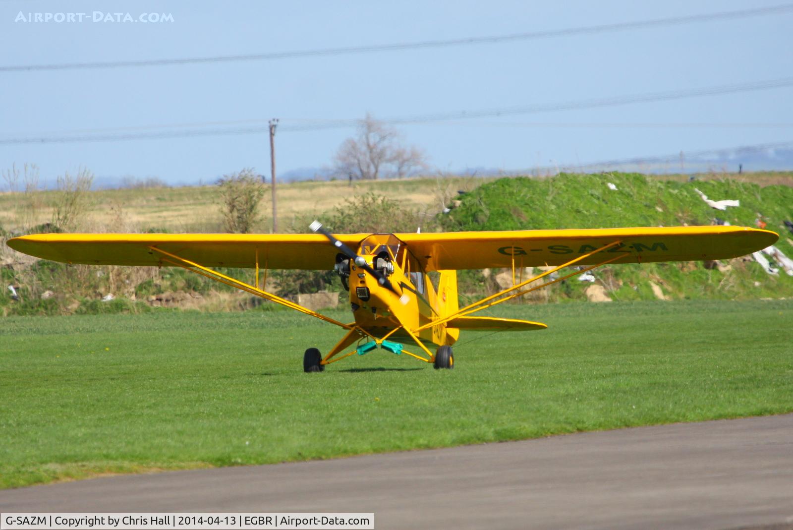 G-SAZM, 1946 Piper J3C-65 Cub Cub C/N 18584, at Breighton's 'Early Bird' Fly-in 13/04/14