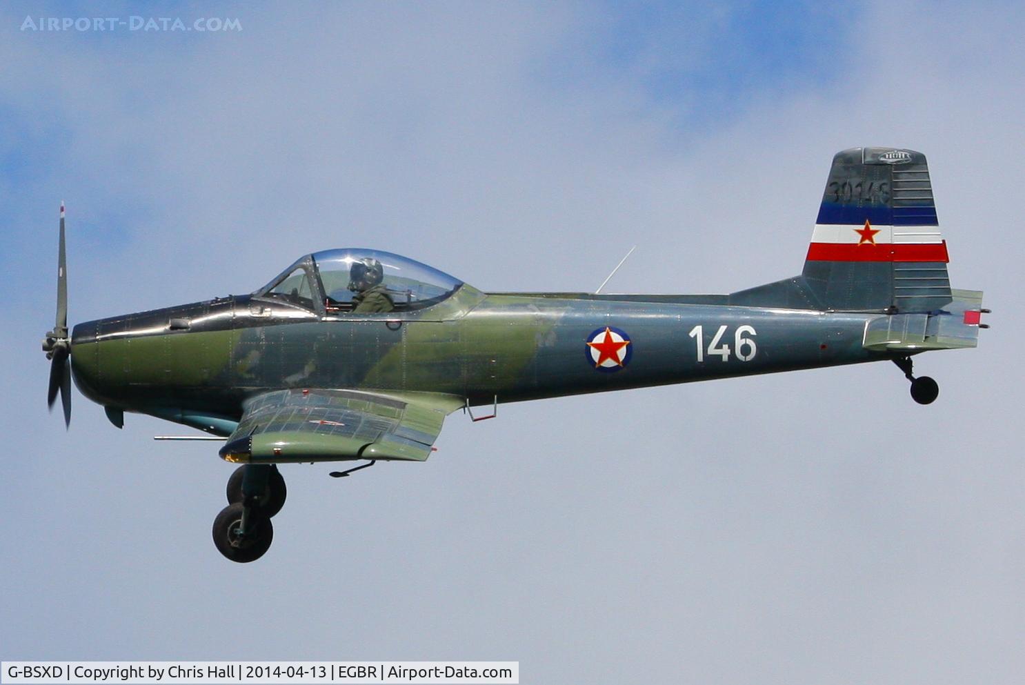 G-BSXD, 1977 Soko P-2 Kraguj C/N 030, at Breighton's 'Early Bird' Fly-in 13/04/14
