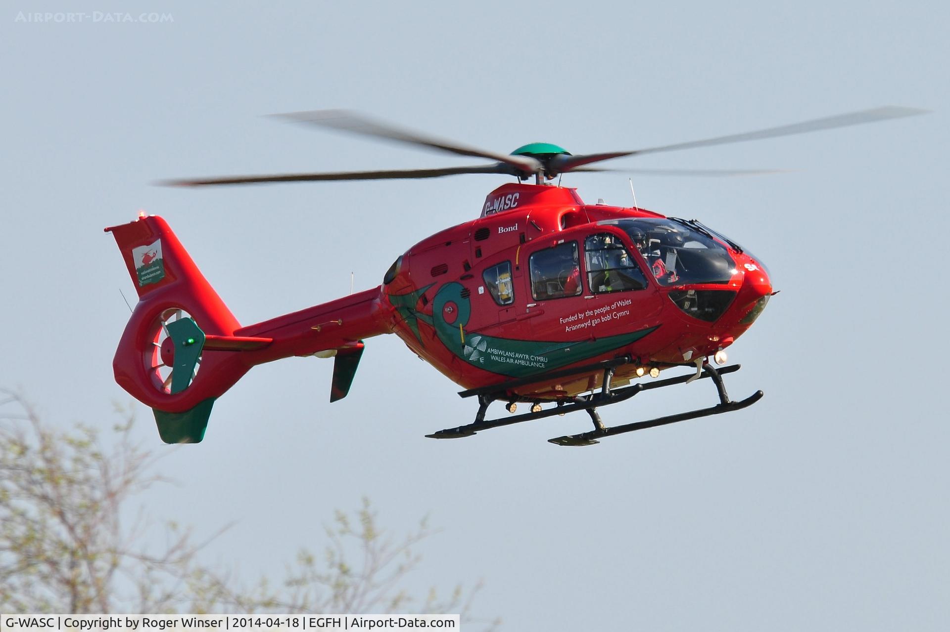 G-WASC, 2012 Eurocopter EC-135T-2+ C/N 1074, Wales Air Ambulance helicopter based at Welshpool on a breif visit.