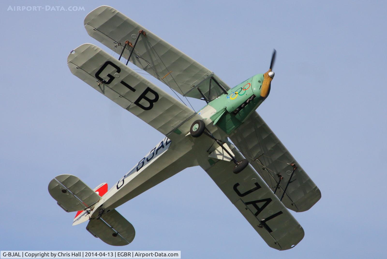 G-BJAL, 1957 Bucker 1-131E Jungmann C/N 1028, at Breighton's 'Early Bird' Fly-in 13/04/14
