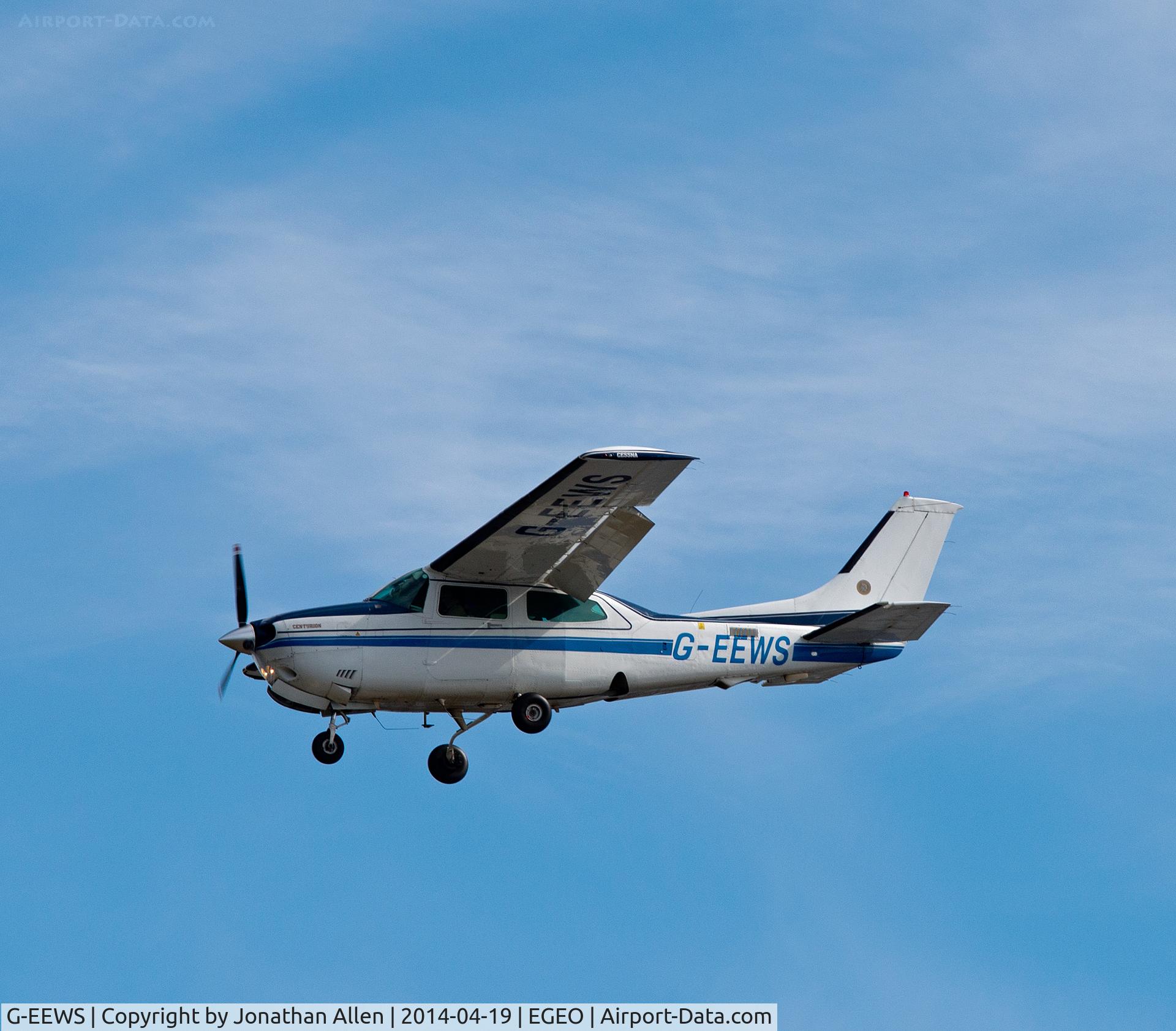 G-EEWS, 1981 Cessna T210N Turbo Centurion C/N 210-64341, About to land at Oban Airport.