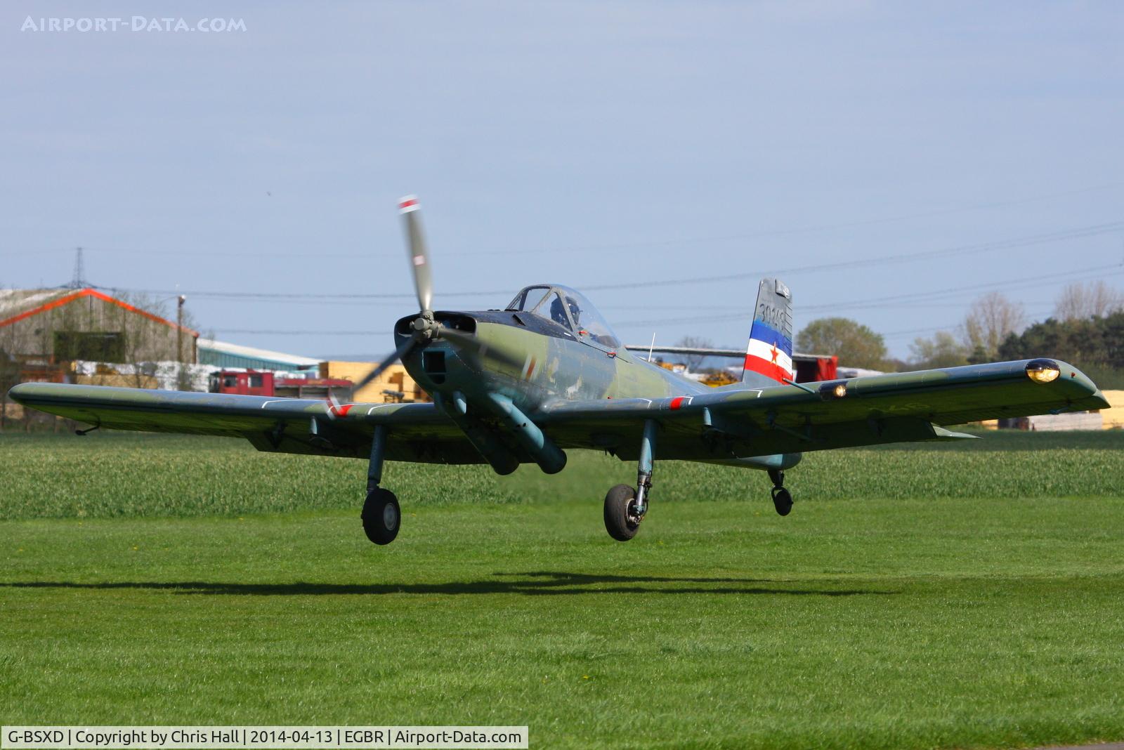 G-BSXD, 1977 Soko P-2 Kraguj C/N 030, at Breighton's 'Early Bird' Fly-in 13/04/14