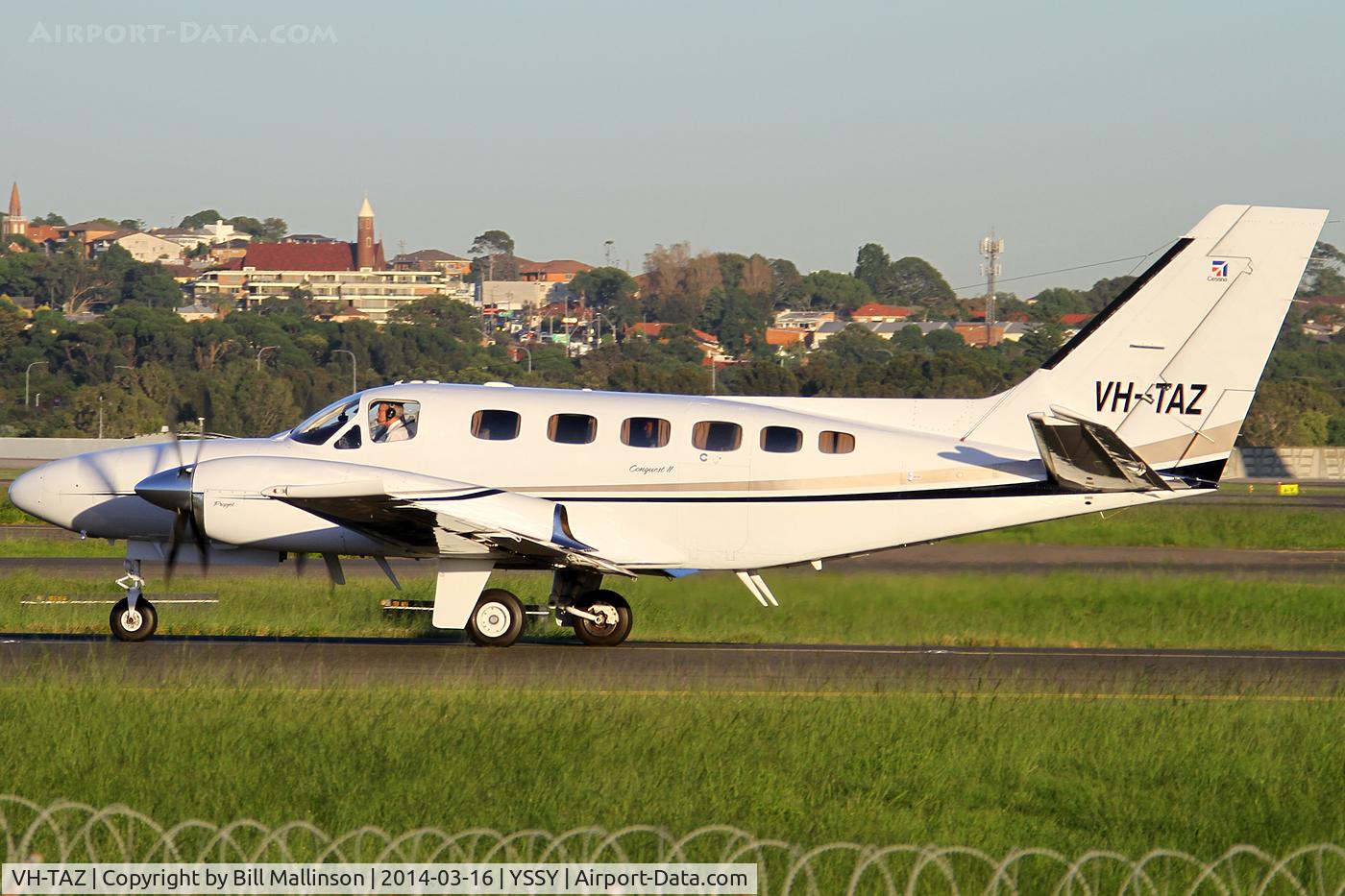 VH-TAZ, 1977 Cessna 441 Conquest II C/N 441-0005, taxiing to 34R