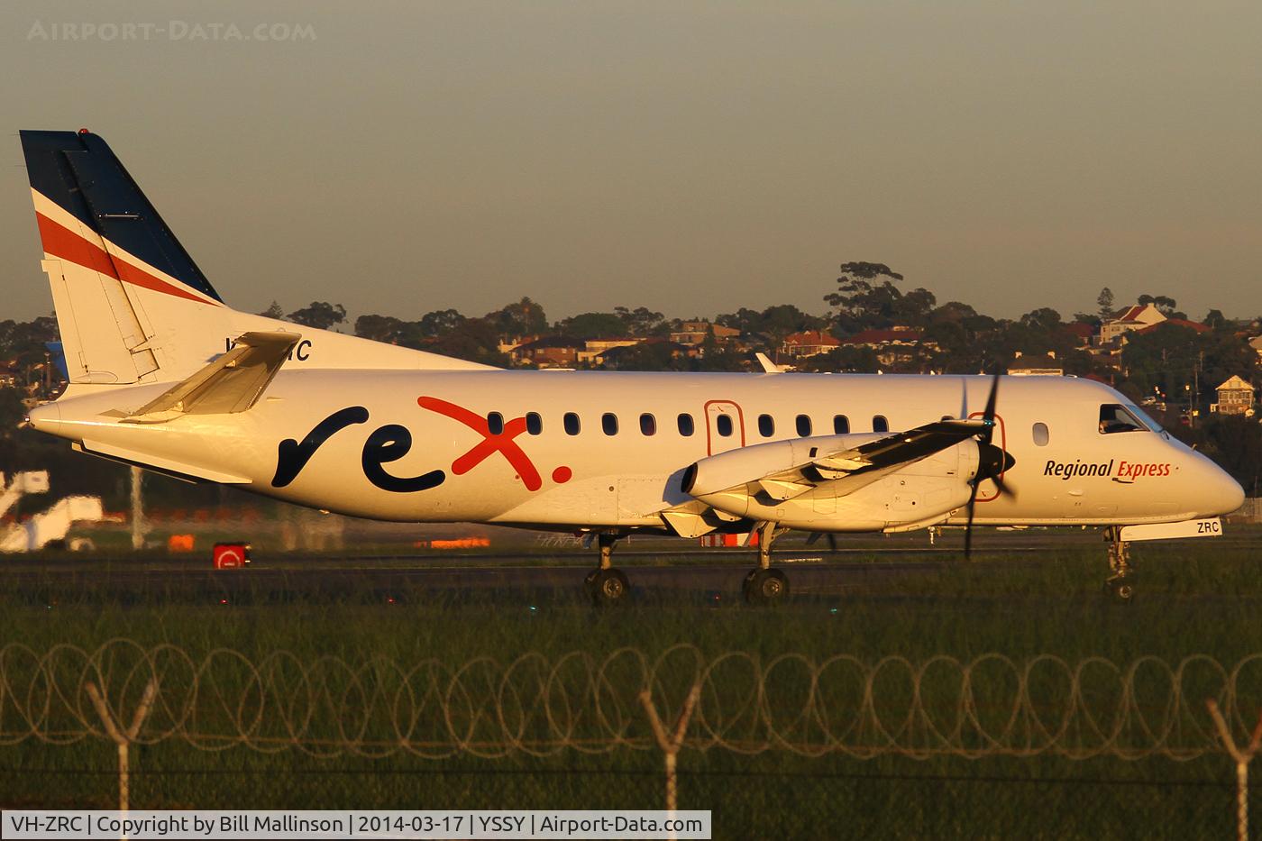 VH-ZRC, 1996 SAAB 340B C/N 340B-390, taxiing from 34R