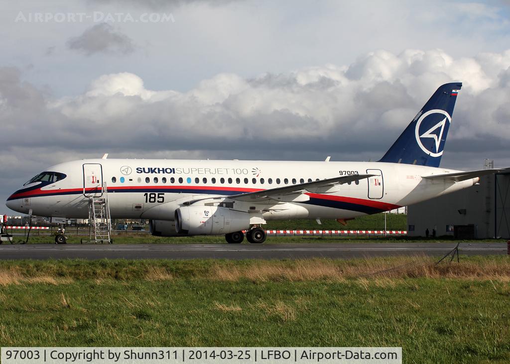 97003, Sukhoi Superjet 100-95 C/N 97003, PArked at Latecoere Aeroservice facility for 2 days tests...