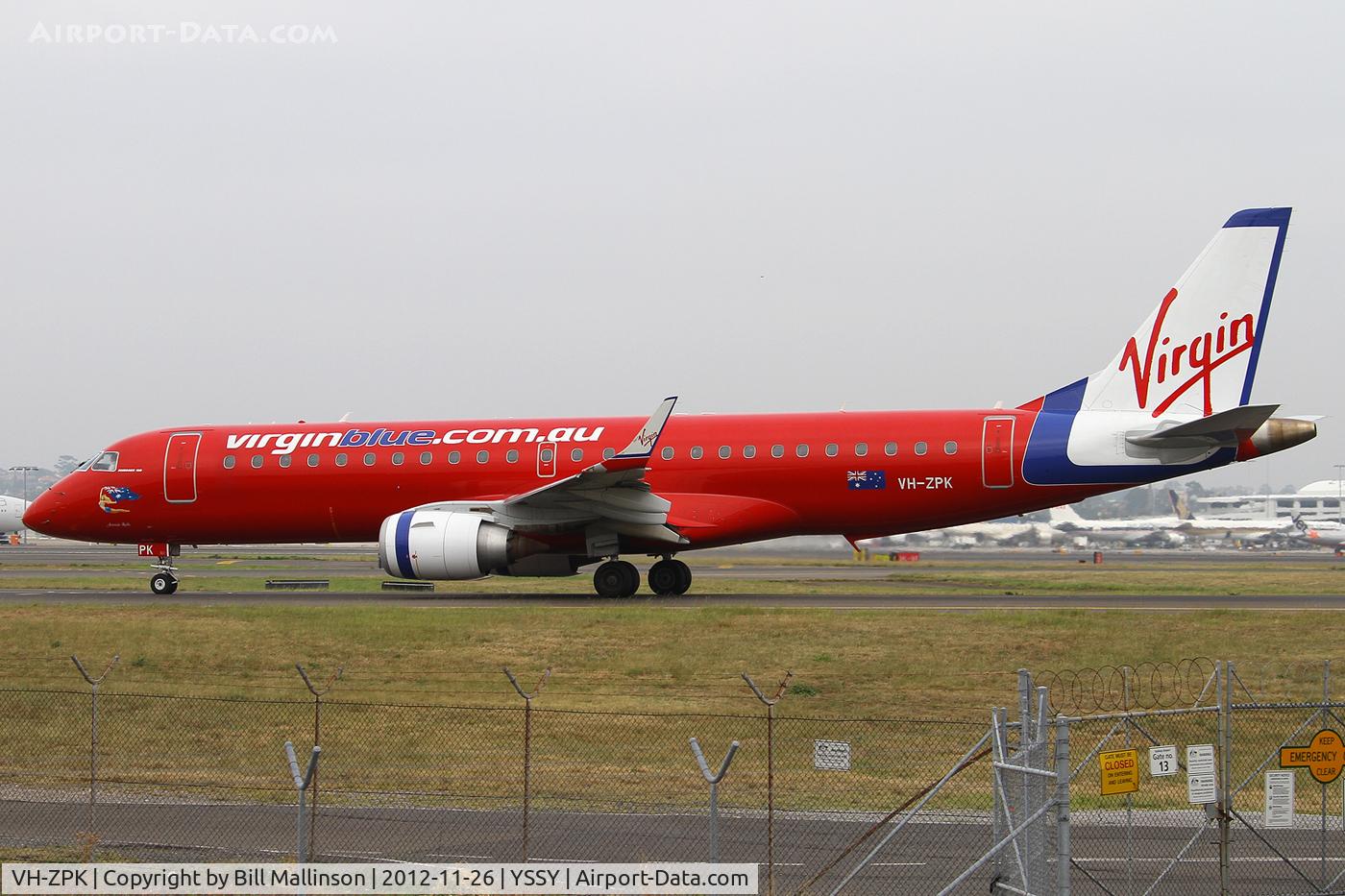 VH-ZPK, 2008 Embraer 190AR (ERJ-190-100IGW) C/N 19000218, taxiing to 34R