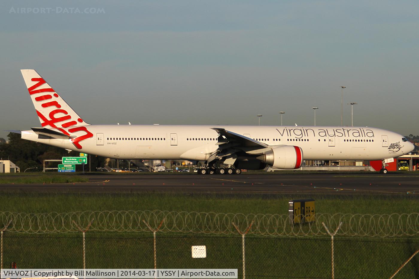 VH-VOZ, 2008 Boeing 777-3ZG/ER C/N 35302, taxiing from 34L