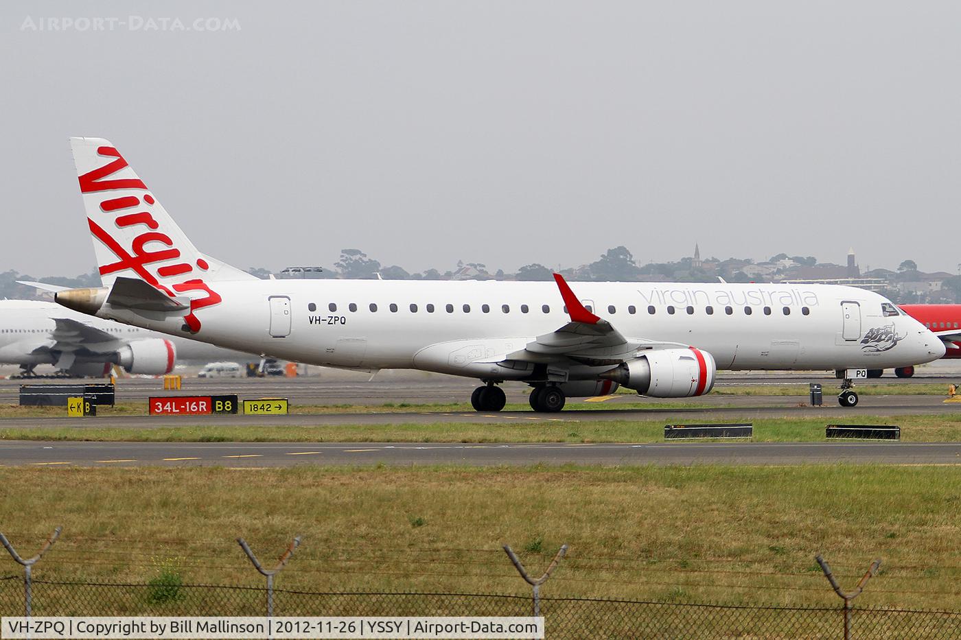 VH-ZPQ, 2010 Embraer 190AR (ERJ-190-100IGW) C/N 19000412, taxiing from 34R