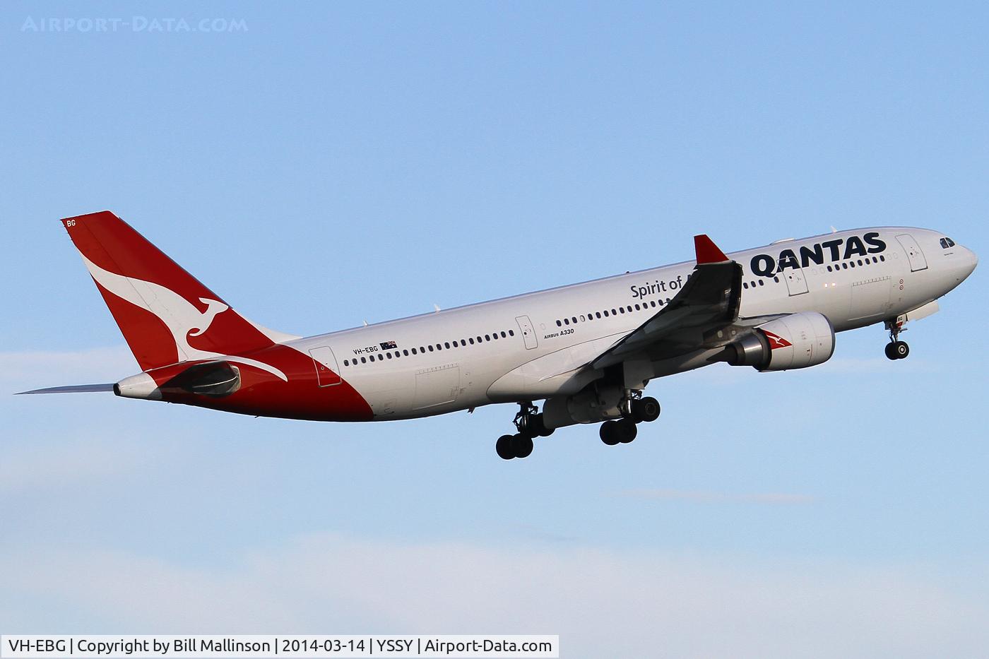 VH-EBG, 2007 Airbus A330-202 C/N 887, away from 34L