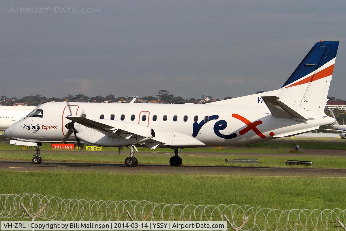 VH-ZRL, 1996 Saab 340B C/N 340B-398, taxiing to 34L