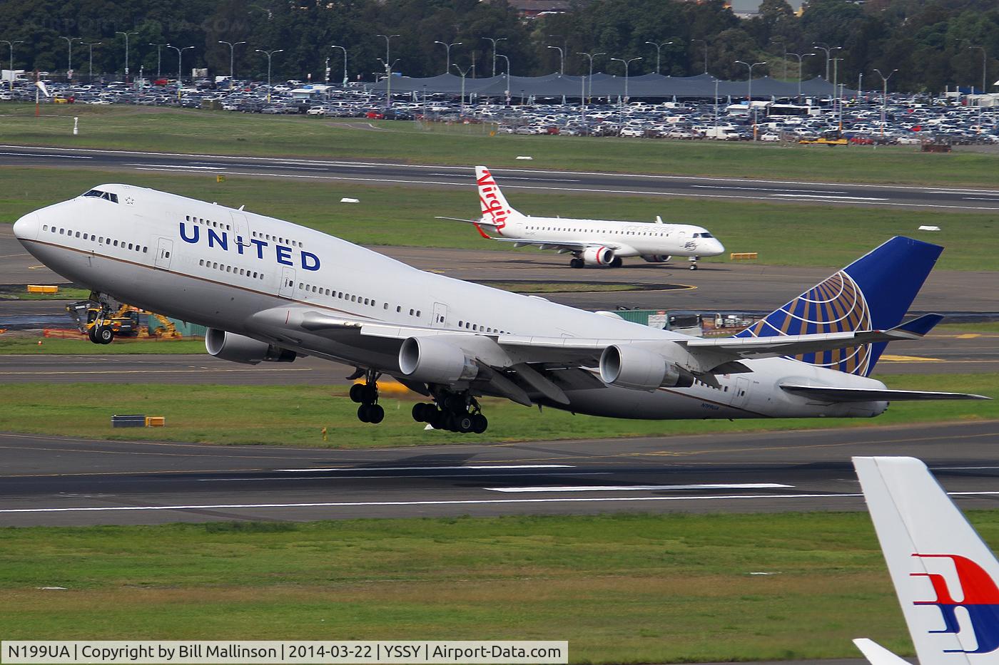N199UA, 1997 Boeing 747-422 C/N 28717, rotating from 34L