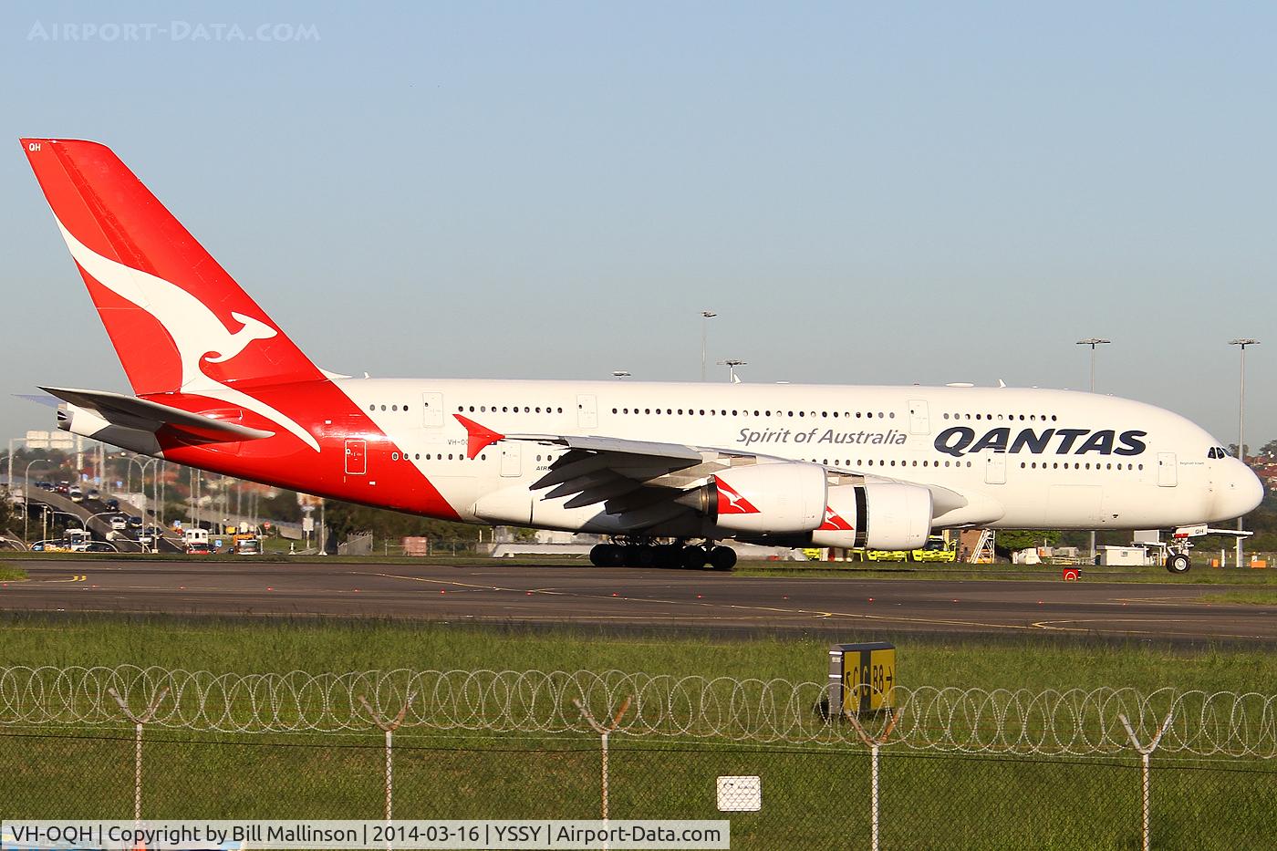 VH-OQH, 2009 Airbus A380-842 C/N 050, taxiing from 34L