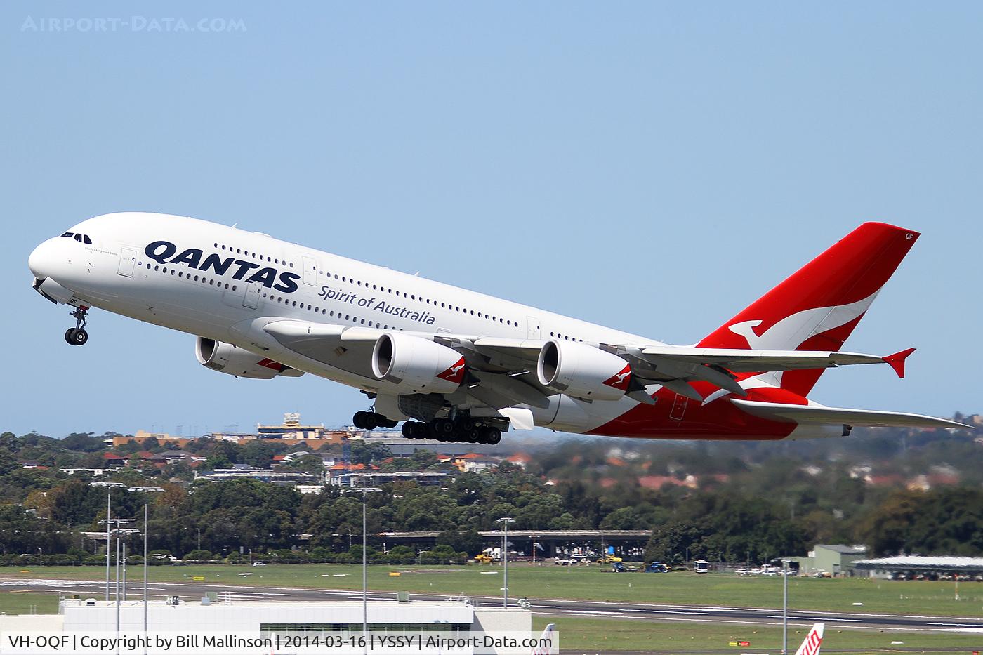 VH-OQF, 2009 Airbus A380-842 C/N 029, off from 34L