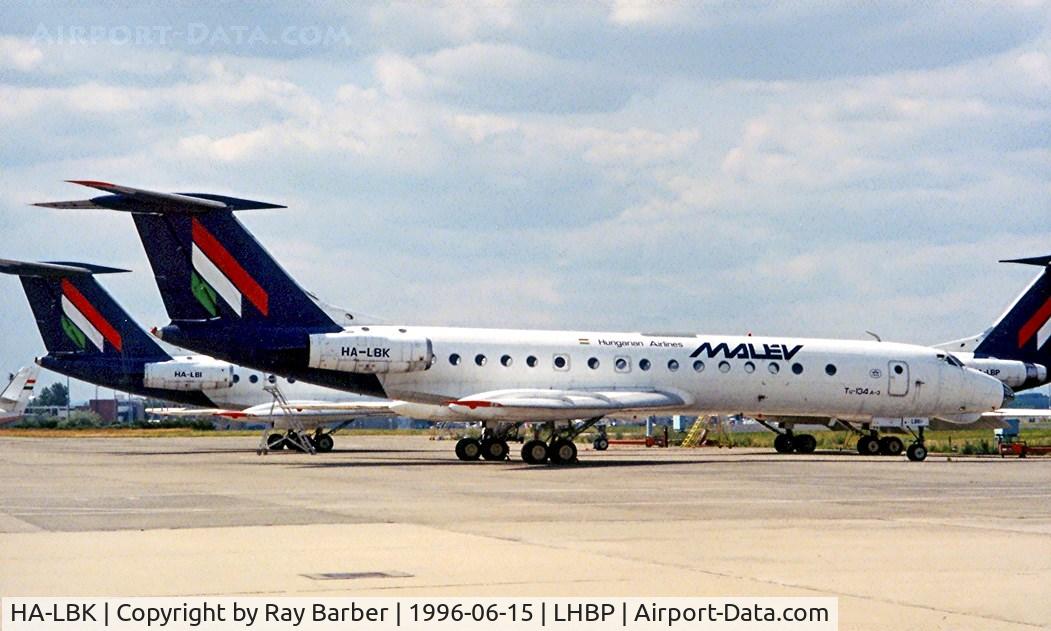 HA-LBK, 1971 Tupolev Tu-134A C/N 1351302, Tupolev Tu-134A-3 [1351302] (Malev) Budapest-Ferihegy~HA 15/06/1996