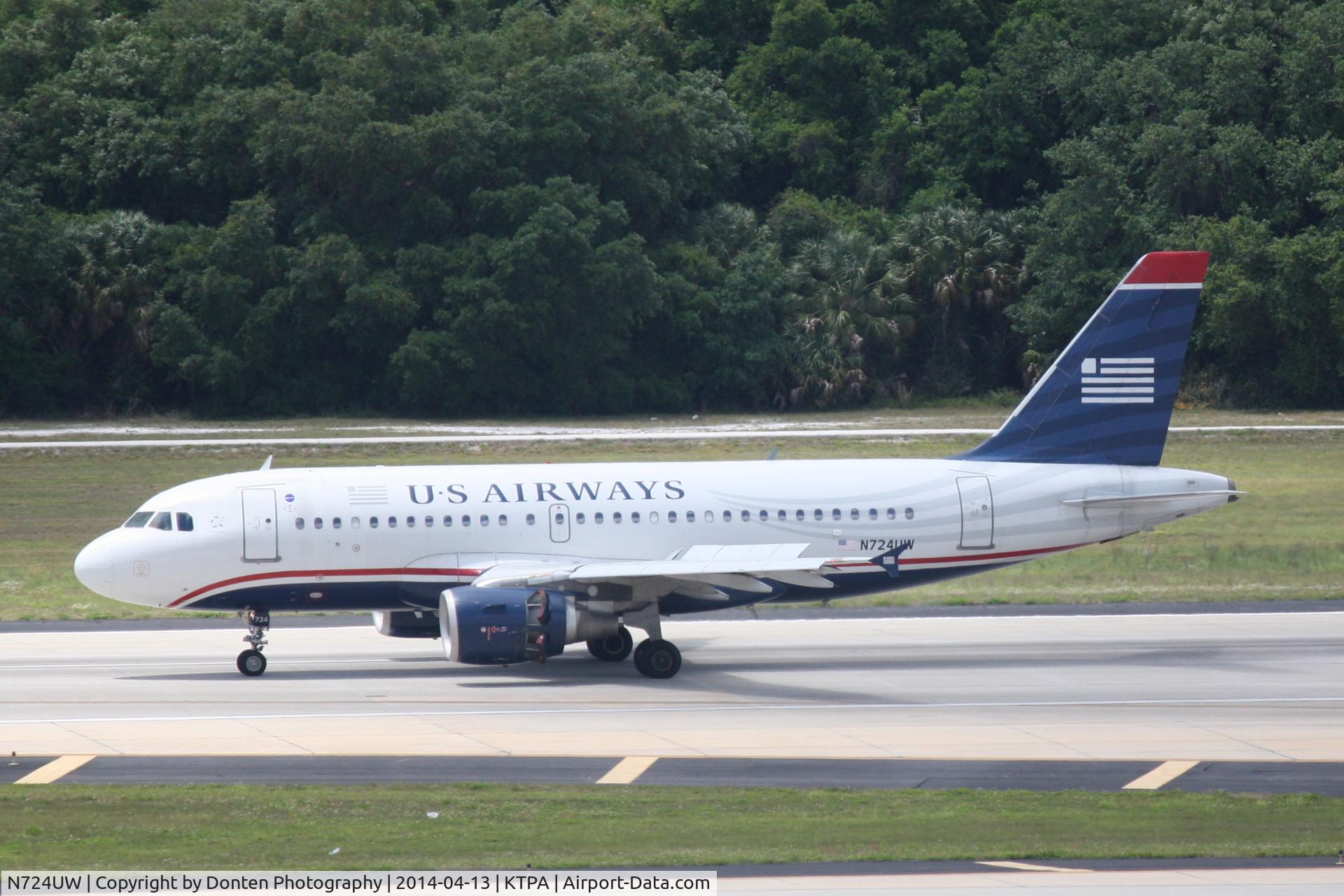 N724UW, 1999 Airbus A319-112 C/N 1122, US Air Flight 1846 (N724UW) arrives at Tampa International Airport following a flight from Reagan National Airport