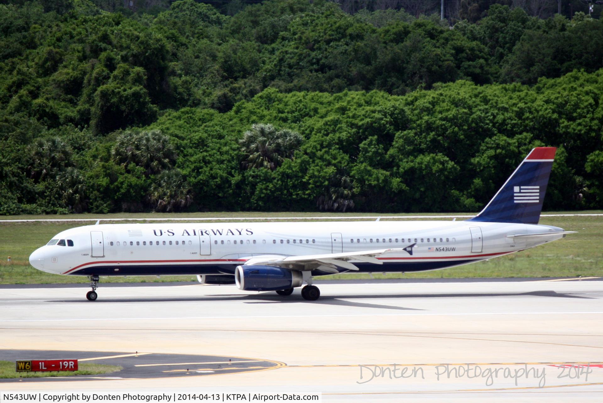 N543UW, 2011 Airbus A321-231 C/N 4843, US Air Flight 2056 (N543UW) departs Tampa International Airport enroute to Charlotte-Douglas International Airport