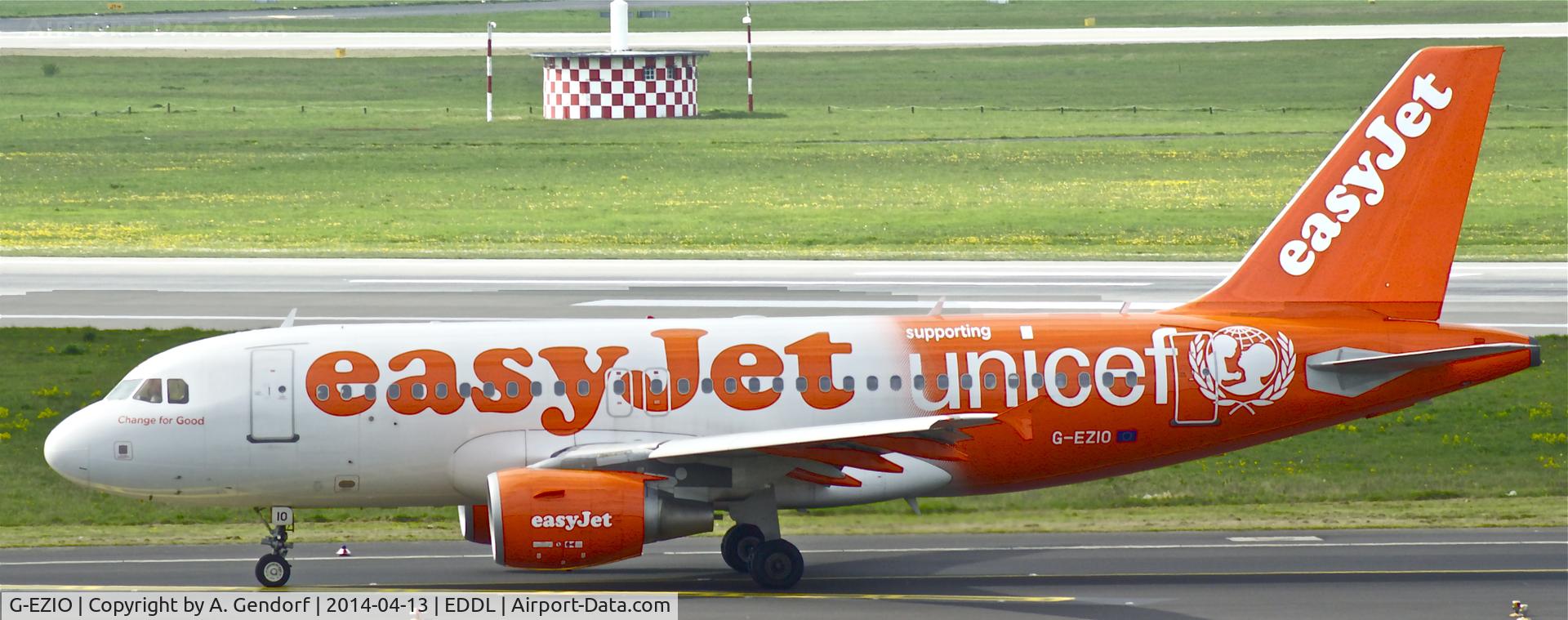 G-EZIO, 2005 Airbus A319-111 C/N 2512, Easy Jet (Unicef cs.), is here at Düsseldorf Int'l(EDDL)