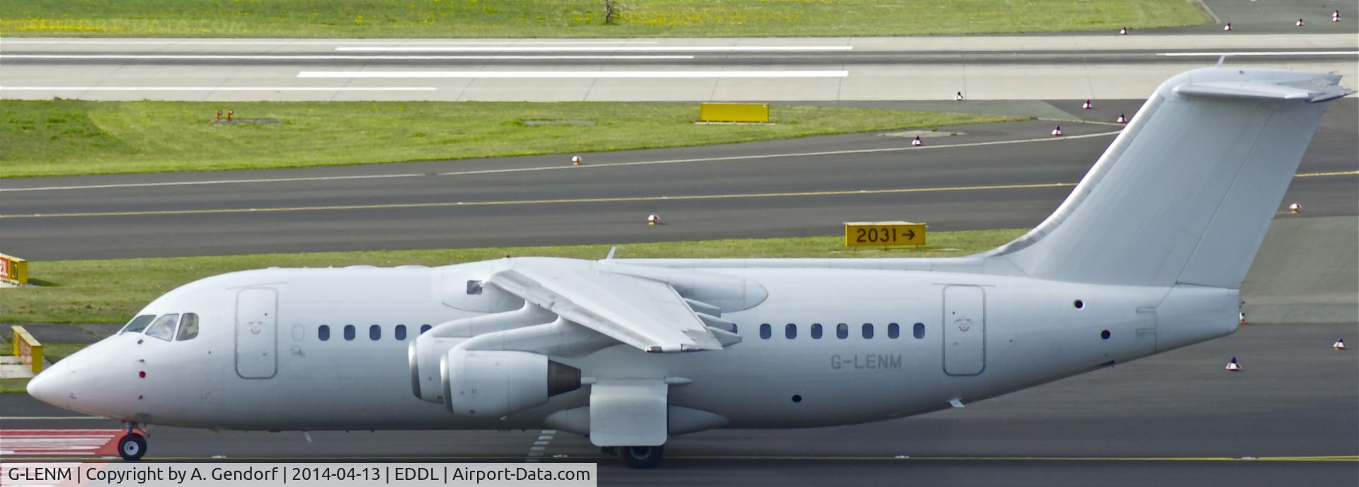 G-LENM, 1995 British Aerospace Avro 146-RJ85 C/N E.2273, Cello Aviation (untitled), is here on taxiway 