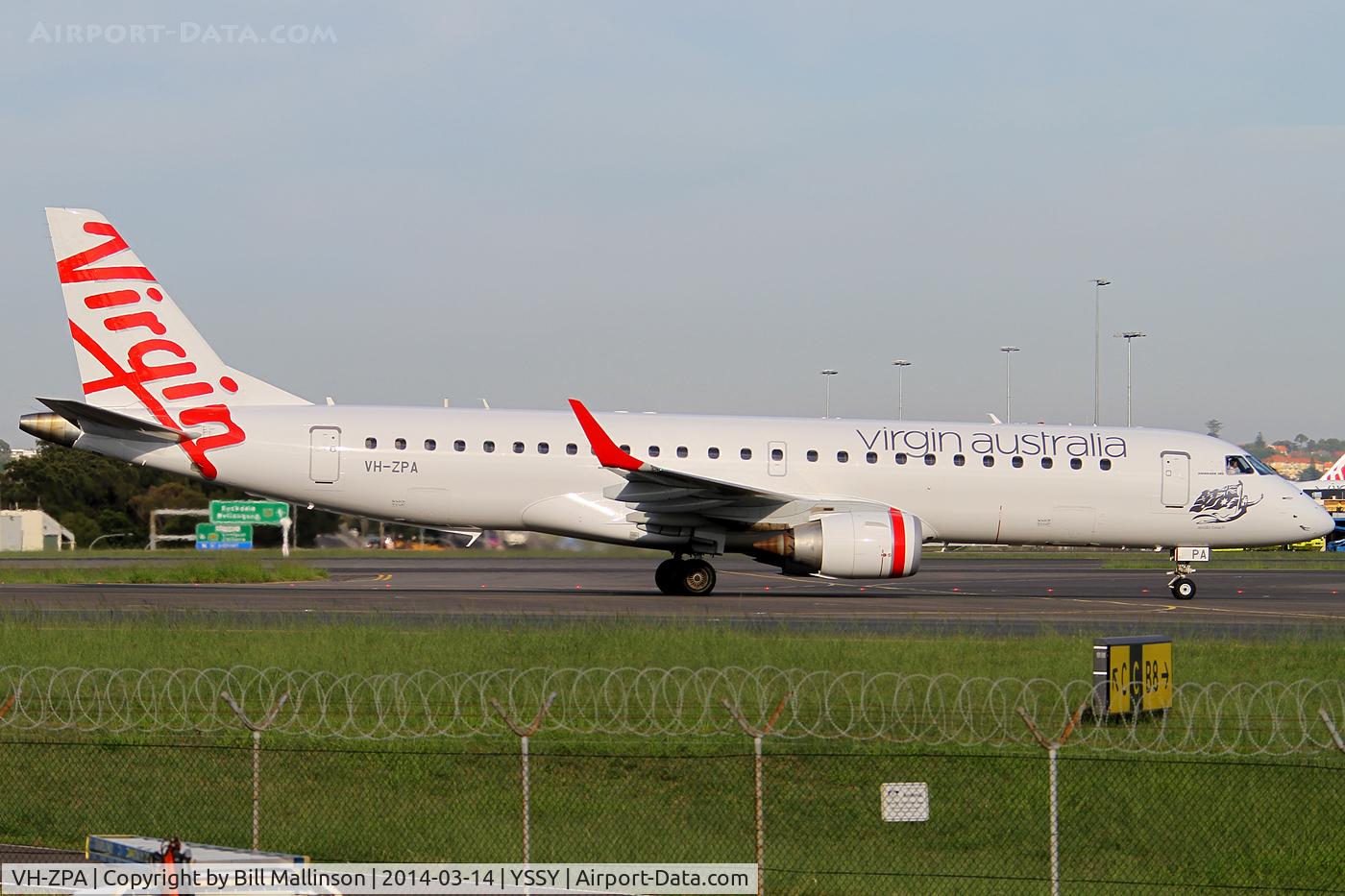 VH-ZPA, 2008 Embraer 190AR (ERJ-190-100IGW) C/N 19000148, taxiing from 34R