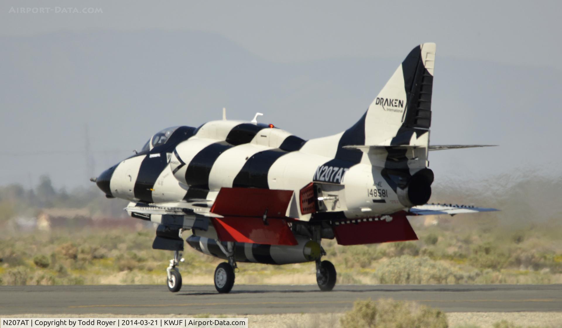 N207AT, 1961 Douglas A-4L (A4D-2N) C/N 12774, Rolling out on landing at Fox field Lancaster California