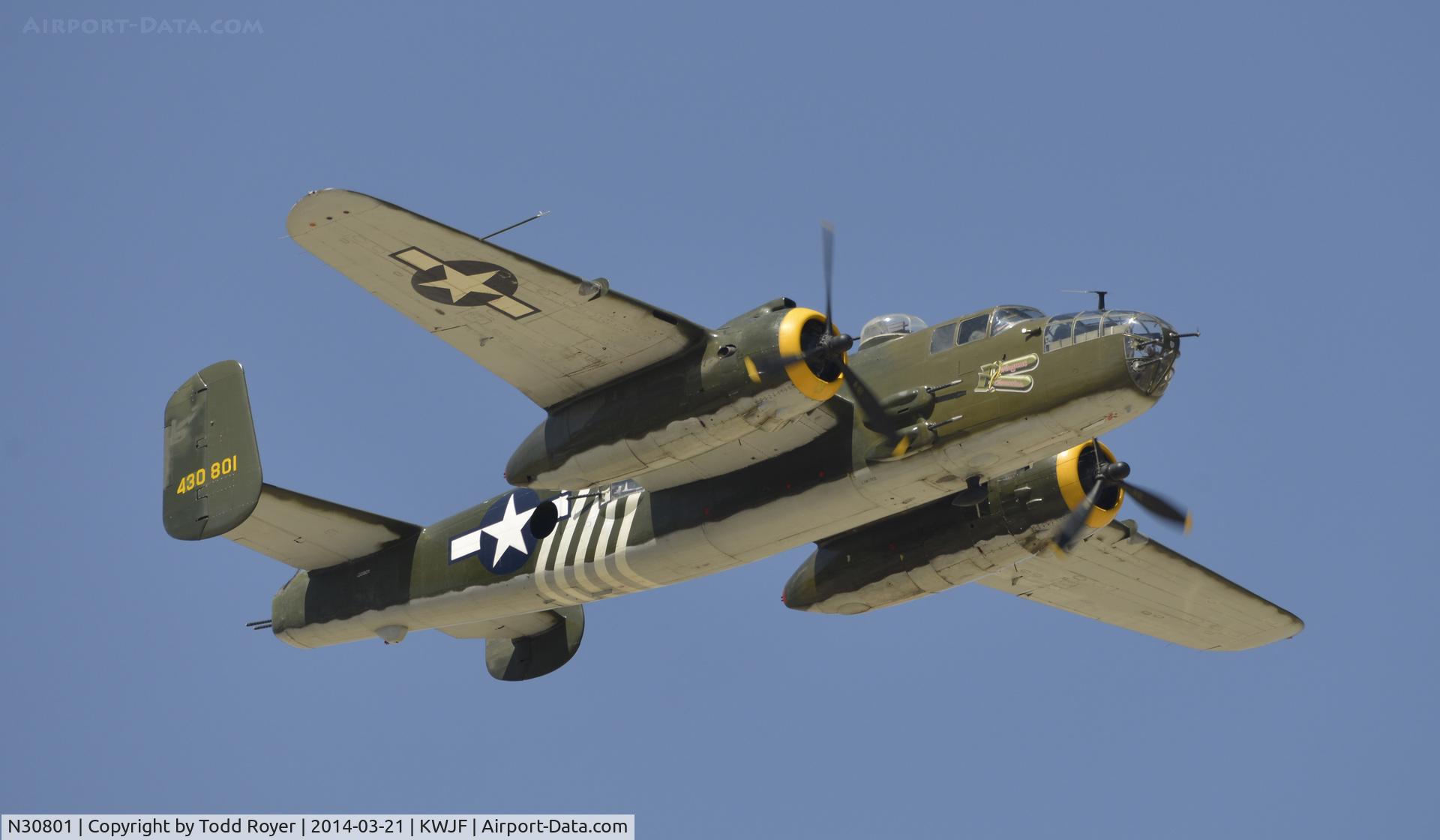 N30801, 1944 North American TB-25N Mitchell C/N 108-34076, Performing at the Los Angeles County Airshow 2014
