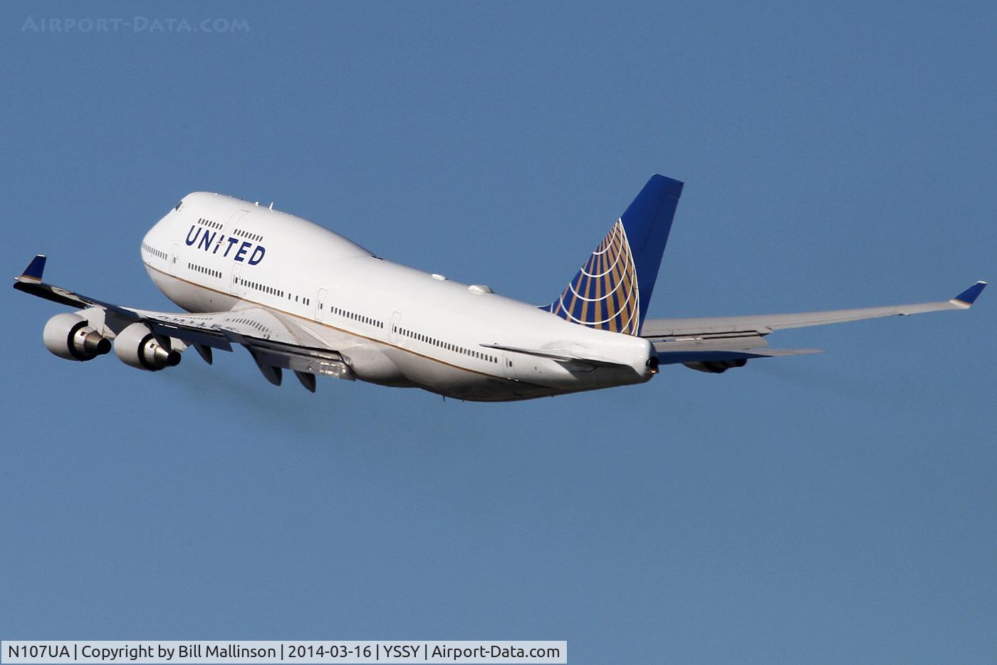 N107UA, 1998 Boeing 747-422 C/N 26900, away from 34L to LAX