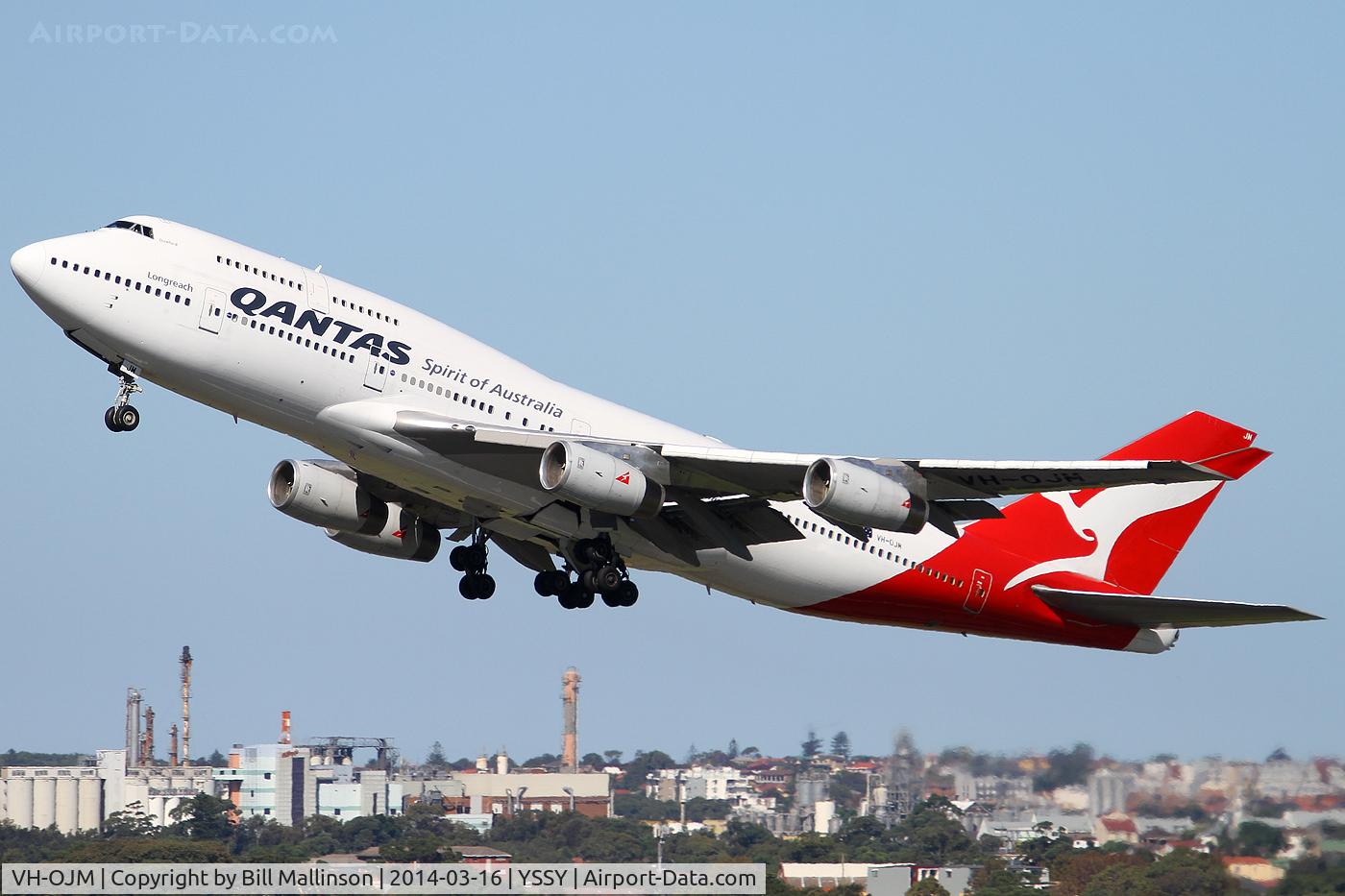 VH-OJM, 1991 Boeing 747-438 C/N 25245, away from 34L