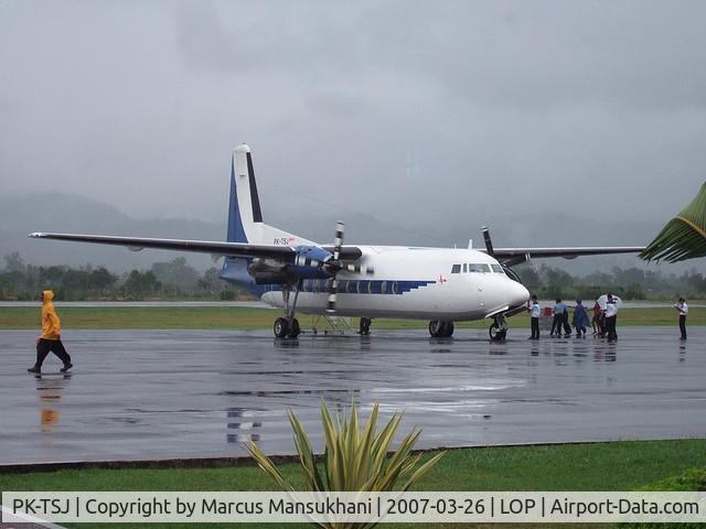 PK-TSJ, 1976 Fokker F.27-500RCF Friendship C/N 10525, On the ground in Lombok about to fly the short island hop back to Denpasar.