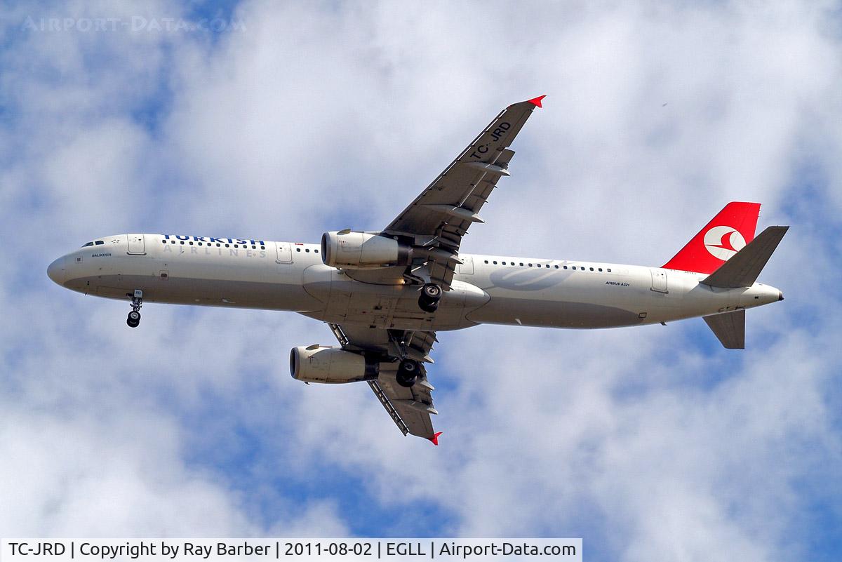 TC-JRD, 2007 Airbus A321-231 C/N 3015, Airbus A321-231 [3015] (THY Turkish Airlines) Home~G 02/08/2011. On approach 27R.