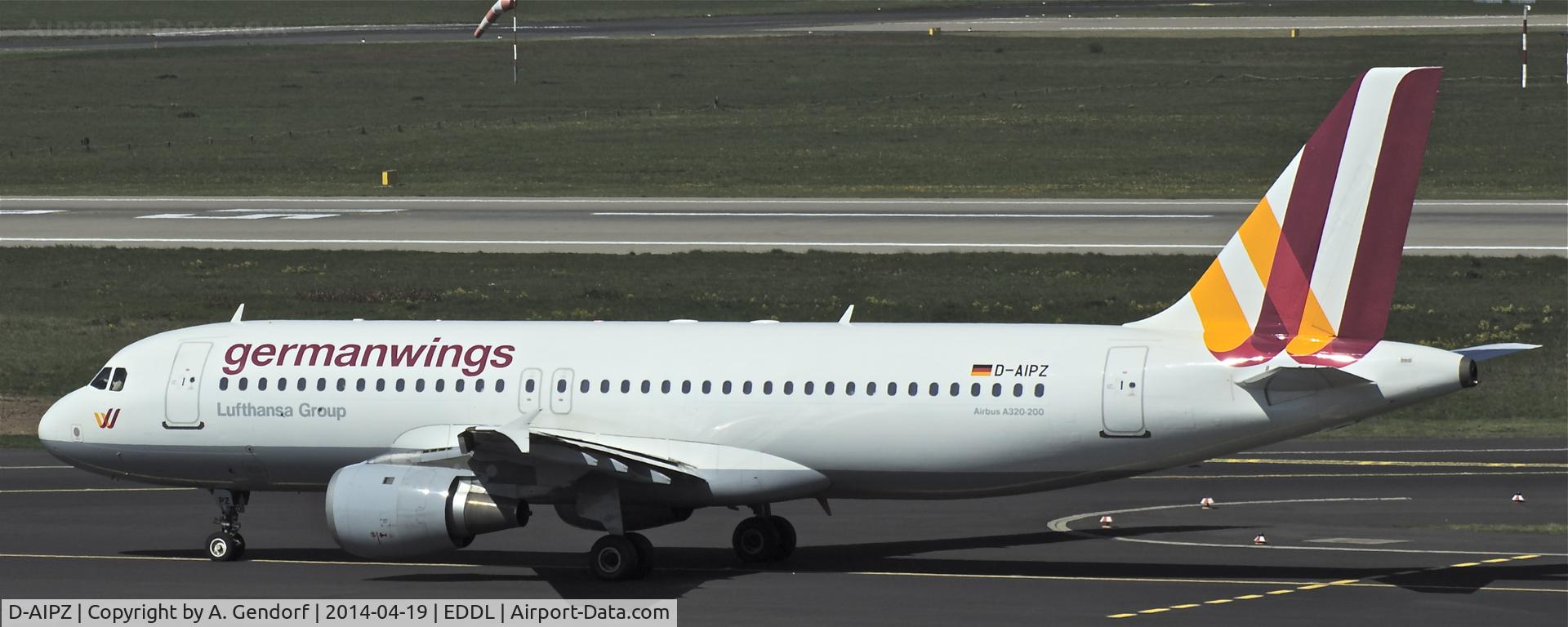 D-AIPZ, 1991 Airbus A320-211 C/N 162, Germanwings, is here on the way to RWY 05R at Düsseldorf Int'l(EDDL)