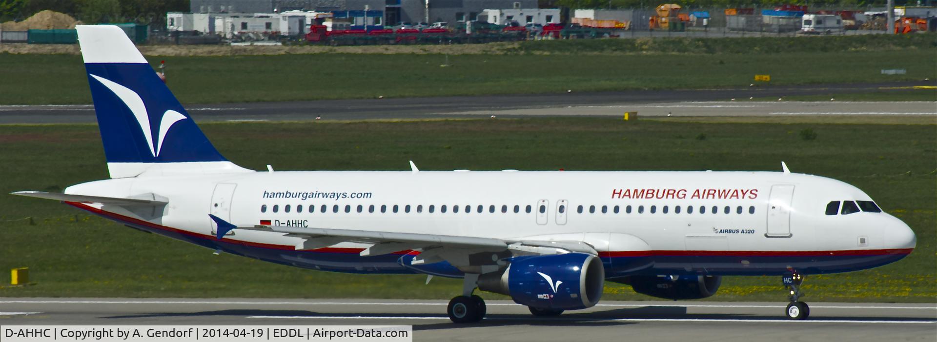 D-AHHC, 2006 Airbus A320-214 C/N 2745, Hamburg Airways, is here speeding up on RWY 05R at Düsseldorf Int'l(EDDL)
