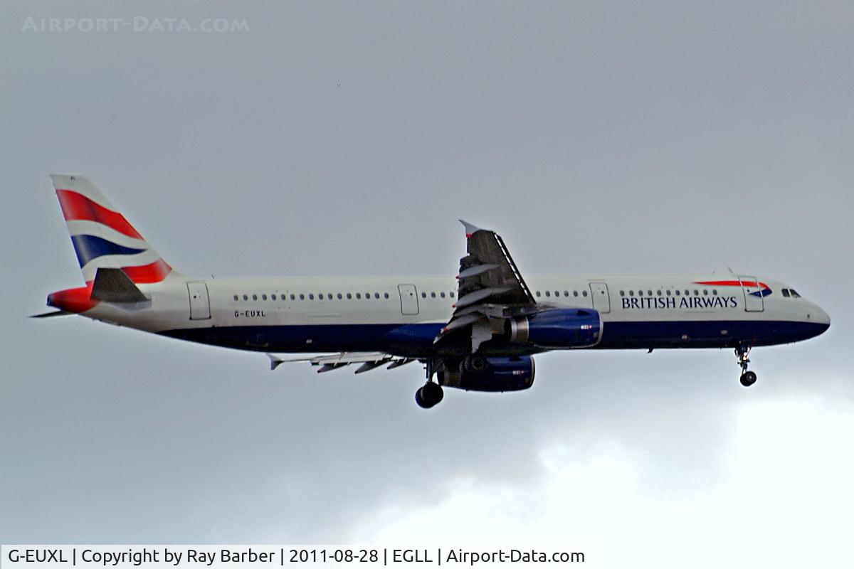 G-EUXL, 2007 Airbus A321-231 C/N 3254, Airbus A321-231 [3254] (British Airways) Home~G 28/08/2011. On approach 27L.